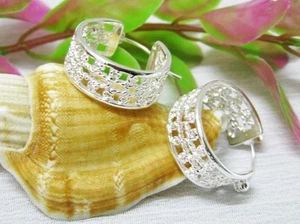 New Womens Jewellery Basketball Wives Hoop Earrings 925 Sterling Silver Plated - Picture 1 of 4