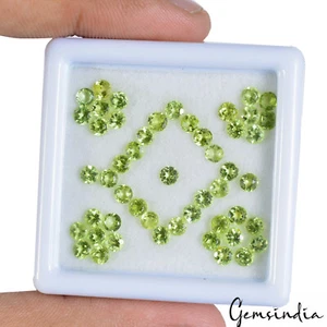 4,5 Ct / 50 Stk. Natürlicher unbehandelter Papagei grüner Peridot rund kalibriert 2,5 mm Edelsteine - Bild 1 von 5
