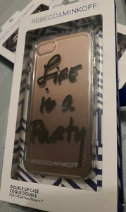 Rebecca Minkoff iPhone 7 Case, Luxe Double Up  LIFE IS A PARTY , Clear  - Picture 1 of 3