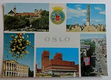 Vintage Oslo Norway Souvenir Postcard 1955 Photos Coat of Arms Travel