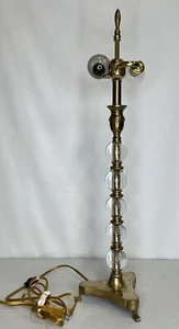 Vintage Frederick Cooper Lucite Balls and Brass Table Lamp MCM Rare Light - Picture 1 of 15