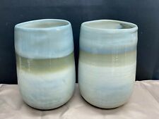 Set of 2 ~ Andromeda Marble "OCEAN TONES" India Vases ~ Approx 10 3/4" Tall