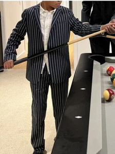 Scotch & Soda Suit Boys 12 Green Striped Pinstriped Scotch&soda Pants And Blazer - Picture 1 of 16