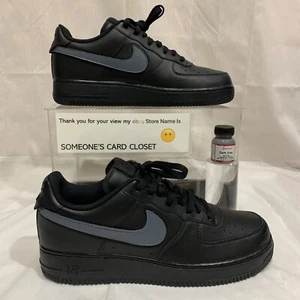 Nike Air Force 1 Low Black (Dark Grey Custom Painted Swoosh) SC-#28B - Picture 1 of 7