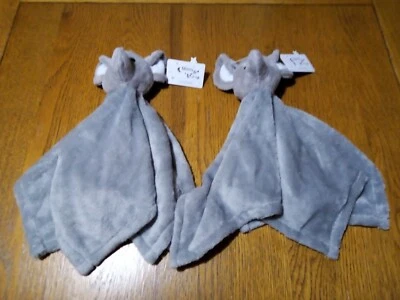 MOON AND STARS Moon & Stars TJM Grey Elephant Baby Comforter X2 Blanket Soft Plush BNWT