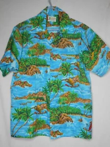 Vintage Hawaiian Waikiki 76 Shirt Sz M Made in Korea Island Boat Destination Wed - Picture 1 of 4