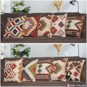 5er Set 45x45cm Wolljutekissenbezug, Kilimkissen, Dekokissen Sofakissen - Bild 1 von 19