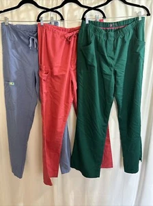 3 pairs Solid Colored Size L Woman's Scrub Pants Urbane, Scrubbs, Butter soft M - Picture 1 of 10