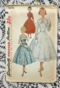 Vintage Complete 1950's SImplicity Pattern 4676 One Piece Dress & Jacket Size 14 - Picture 1 of 2