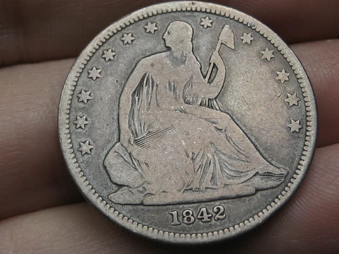 1842 P Seated Liberty Half Dollar- Philadelphia, Small Date, VG/Fine Details Cover