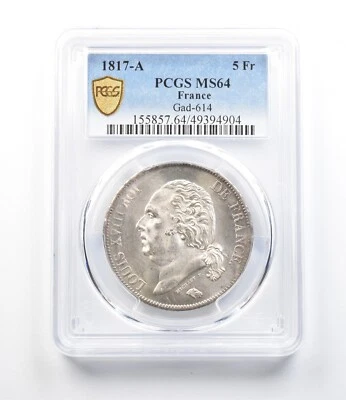 1817-A France 5 Francs Gad-614 MS64 PCGS *4254 - Image 1 of 3