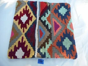 Unique  Kilim Pillow Cover 16x16" Case from Kilim Rug Hidden Zipper Amazing Work - Picture 1 of 10