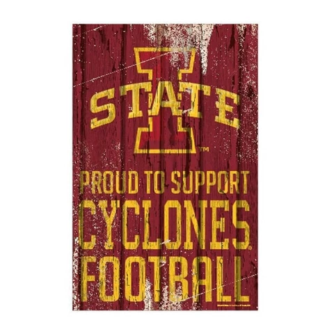 Iowa State Cyclones 11"x17" Proud to Support Wood Sign [NEW] NCAA Banner Wall Cover