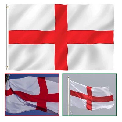 England Flag 3x2ft 5x3ft 8x5ft St George Cross Flags English Eyelets Car Flag UK - Image 1 of 4