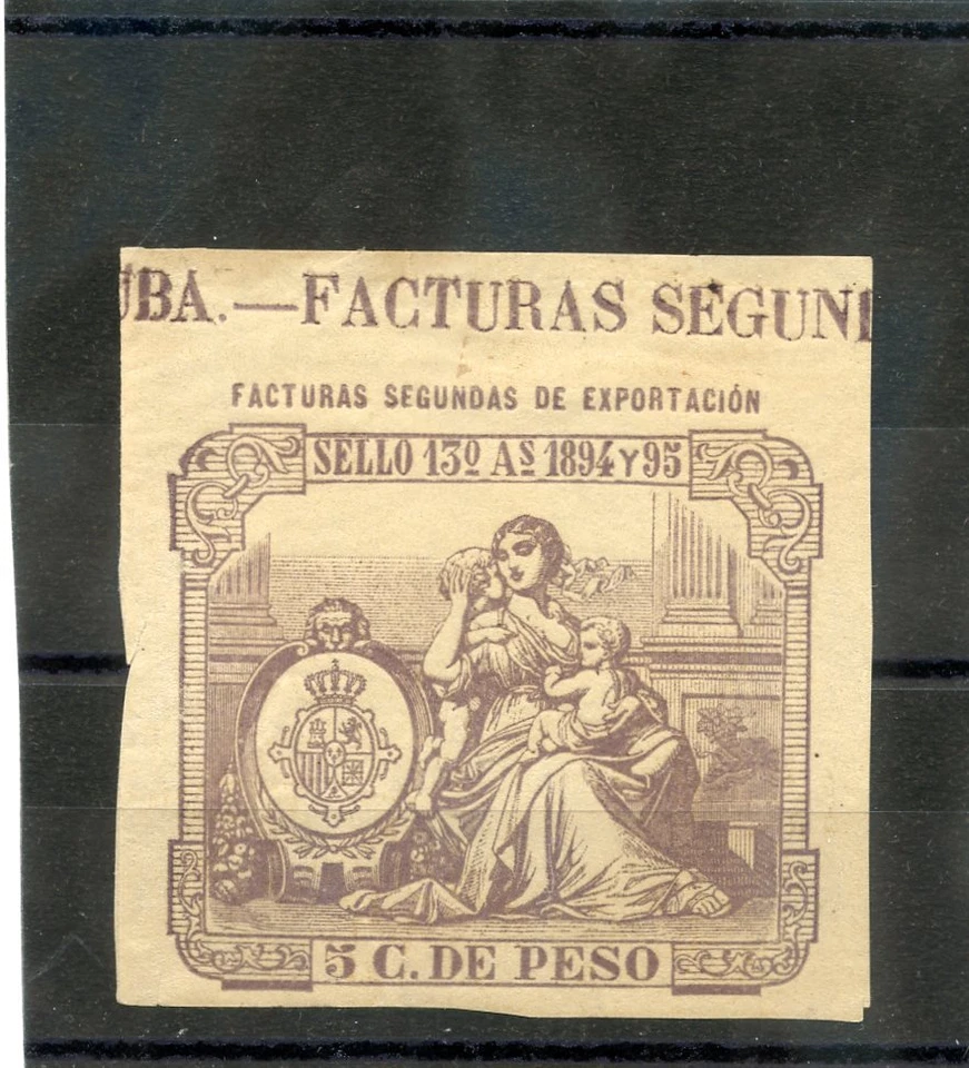 INDIAS OCCIDENTALES ESPAÑOLAS, INGRESOS F94*VF HR, SELLO, 1894-5 5c ROSA $300 Foto 1 de 1