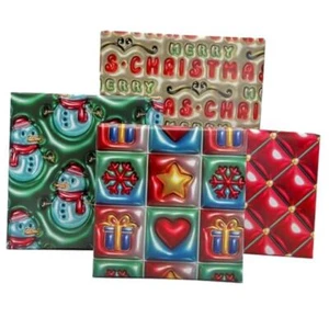 Wrapping Paper Bundle - Unique Red Green Xmas Design Gift 3D Effect Christmas - Picture 1 of 7