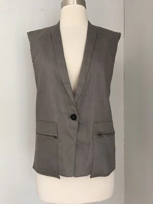 CHALECO HELMUT LANG GRIS BRILLANTE LINO SARGA BARNIZ TALLA S $395 HECHO EN EE. UU. Foto 1 de 4