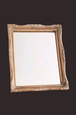 Espelho de mesa vintage 8 X 10 moldura esculpida em madeira decorativo Bélgica romântico - Imagem 1 de 4