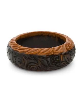 Brazalete Brazalete Patricia Nash Tallado Resina Floral Nuevo con Etiquetas M/L Madera-Como Marrón $49 Foto 1 de 3