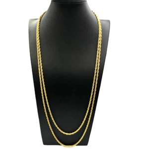 COLLANA LUNGA SAUTOIR MAGLIA IN ORO GIALLO MASSICCIO 18K VINTAGE ANNI '60 ITALIA - Foto 1 di 15