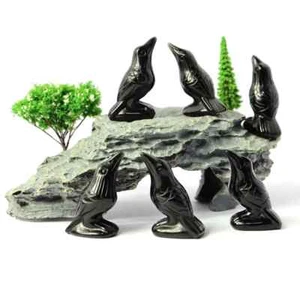 2" Rabe Statue Naturstein Krähe Vogel Figur Heilung Kristall Wohndeko Geschenk - Bild 1 von 4