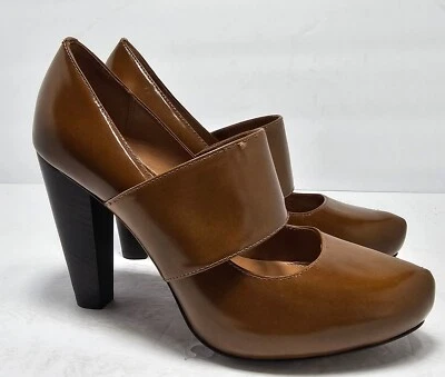 Elie TAHARI Саша женщин размер ЕС 37 США 7 каблук Мэри Джейн туфли скольжения на коричневый - Изображение 1 из 4