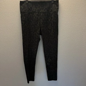 Victoria Secret Green Black Leopard Animal Print Leggings Size 12 - Picture 1 of 5