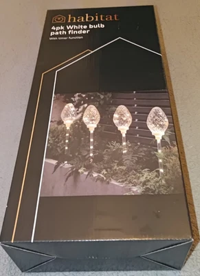 HABITAT SET OF 4 WARM WHITE PATH FINDER INDOOR/OUTDOOR LIGHTS TIMER FUNCTION  - Image 1 of 4