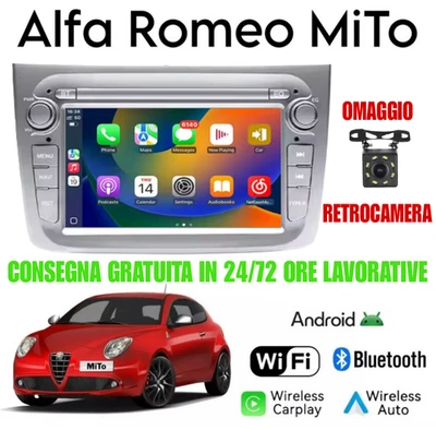 AUTORADIO ALFA ROMEO MITO 2008-12 NAVIGATORE CARPLAY schermo touch ANDROID WIFI - Immagine 1 di 4