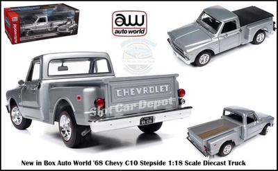 Auto World 1968 Chevy C10 Step Side Pickup Truck 1:18 Diecast Car AW324 - Image 1 of 4