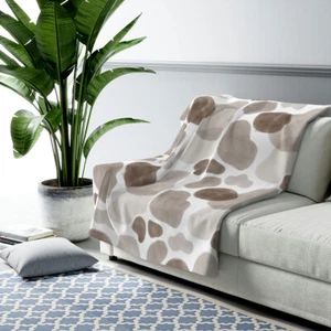 Brown spots neutral fleece Blanket - Picture 1 of 5