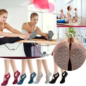 Women Yoga Socks with Non-Slip Grip Pilates Barre Ballet Dance Gym Sport Fitness - Picture 1 of 18