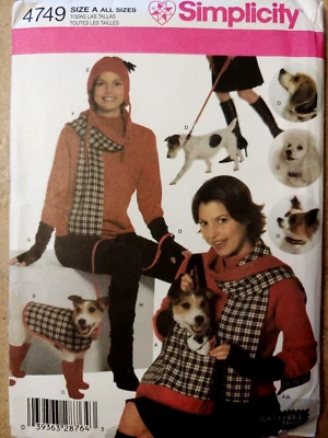 WOW! MISS & SM DOG MATCHING COATS BAG HAT SCARF SEWING PATTERN Simplicity 4749 - Image 1 of 4