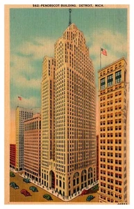 Penobscot Bldg. Detroit Michigan Linen Postcard - Picture 1 of 2