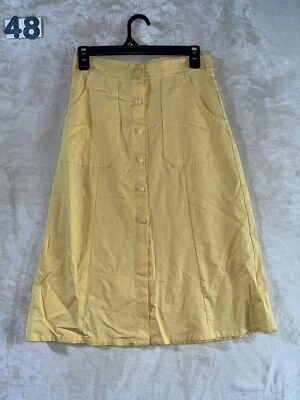 Girls Teens Yellow Midi Skirt Side Pockets Button Front Size 14Y - Image 1 of 4