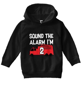 Sound The Alarm I'm 2 - Birthday Firefighter Truck Toddler/Youth Hoodie - Picture 1 of 12