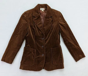 Vintage Women's Blazer Jacket Size 8 Brown Velvet Personal Leslie Fay - Picture 1 of 21