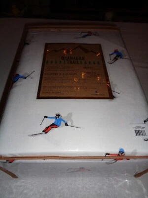 NUEVO OKIANAGAN TRAIL QUEEN Juego de sábanas de franela de ALGODÓN suave ESQUIADORES DE NIEVE Foto 1 de 4