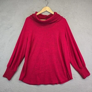 Cozy Cowl Shaw Neck Sweater Women's XL Red Tunic Soft Cozy Lagom Chic Soft Top - Picture 1 of 12