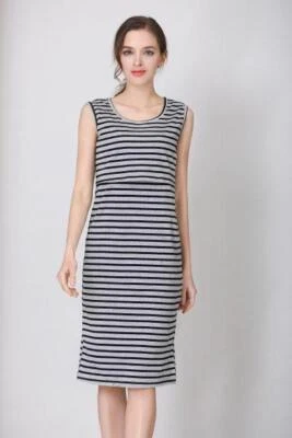 Umstandskleid Stillkleid  Gr. 38  grau-schwarz gestreift NEU  - Bild 1 von 4