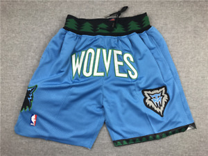 Minnesota Timberwolves Men's Blue Vintage Basketball Shorts Stitched Size:S-XXL