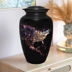 American Map Night Urn for Adult Ashes with Velvet Bag large Size.Decorative Urn - Picture 1 of 4