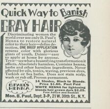 1928 B Pauls Henna Banish Gray Hair Quickly White Lighten Vintage Print Ad PR2