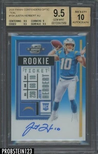 2020 Contenders Optic Teal Ticket #104 Justin Herbert RC /99 BGS 9.5 w/ 10 AUTO