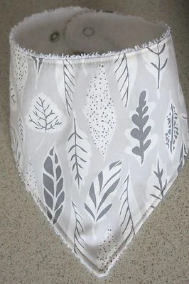 Handmade bandana bib-   Leaves on beige - image 1 of 2