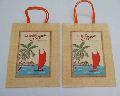 Bolsa de compras de papel New Island Slipper Company Hawaii diseño de catamarán palmera Foto 1 de 4