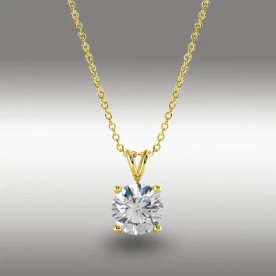 Collar de oro amarillo sólido de 14 k GRA MOISSANITA 16+2 corte brillante redondo de 1,25 quilates Foto 1 de 4