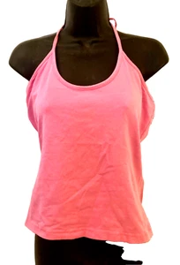 Lilly Pulitzer Halter Tank Top w Shelf Bra sz PL Hot Pink Cami Tie Neck stretchy - Picture 1 of 4
