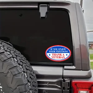 Calcomanía de auto "Si disfrutas de tu libertad gracias a un veterano" - ¡Envío gratuito en Estados Unidos! - Imagen 1 de 2