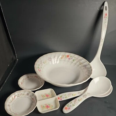 Cuenco para servir floral de melamina de 7 piezas cucharas a juego cucharón plato de inmersión superware Foto 1 de 4